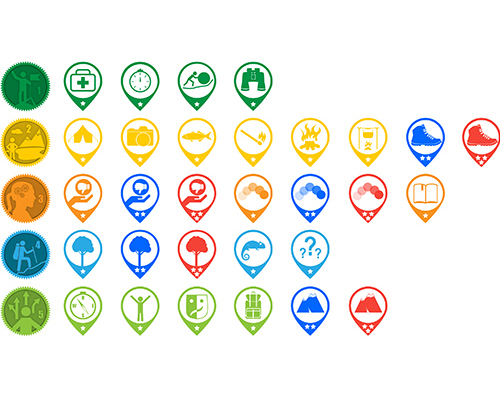 Group of Badges used in a course created for MacEwan University